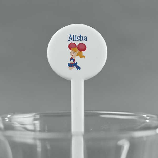 Cheerleader White Plastic 7" Stir Stick - Round - Main