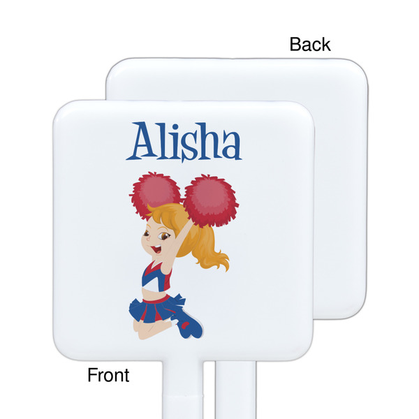 Cheerleader White Plastic Stir Stick - Single Sided - Square - Approval
