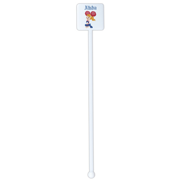 Cheerleader White Plastic Stir Stick - Single Sided - Square - Single Stick