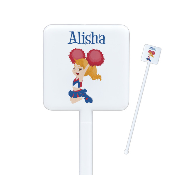 Custom Cheerleader Square Plastic Stir Sticks (Personalized)