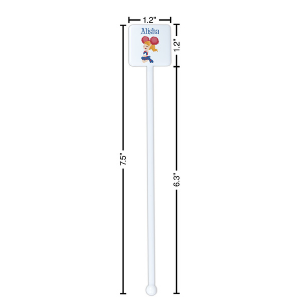 Cheerleader White Plastic Stir Stick - Square - Dimensions