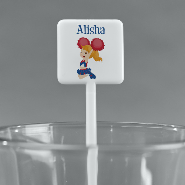 Cheerleader White Plastic Stir Stick - Square - Main