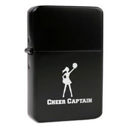 Cheerleader Windproof Lighter - Black - Double Sided & Lid Engraved (Personalized)