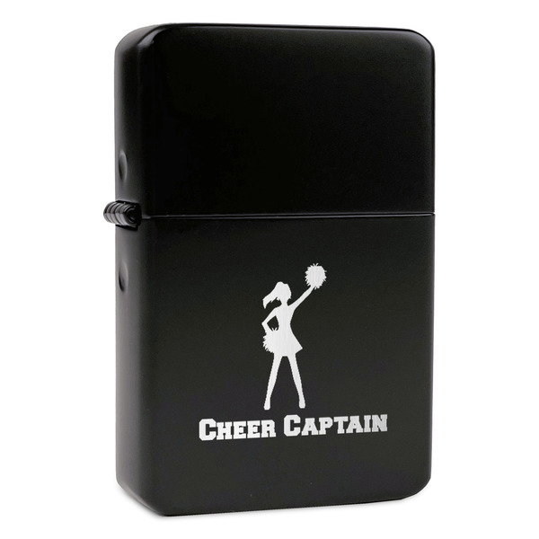 Custom Cheerleader Windproof Lighter - Black - Single Sided & Lid Engraved (Personalized)