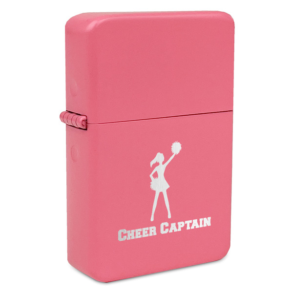 Custom Cheerleader Windproof Lighter - Pink - Single Sided & Lid Engraved (Personalized)