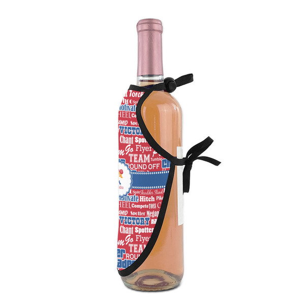 Cheerleader Wine Bottle Apron - DETAIL WITH CLIP ON NECK
