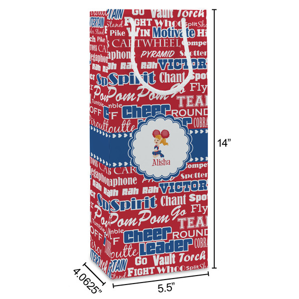 Cheerleader Wine Gift Bag - Dimensions
