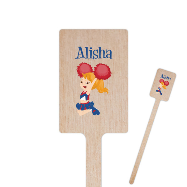 Custom Cheerleader 6.25" Rectangle Wooden Stir Sticks - Double Sided (Personalized)