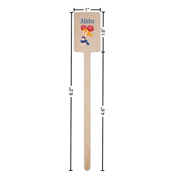 Cheerleader Wooden 6.25" Stir Stick - Rectangular - Dimensions