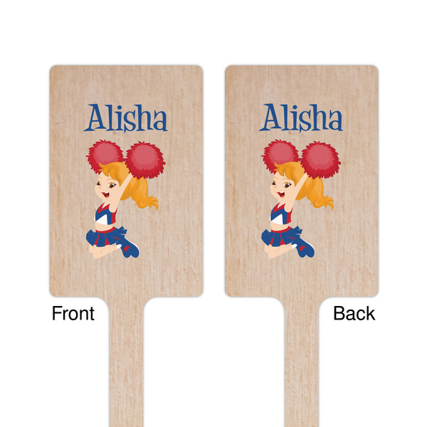 Cheerleader Wooden 6.25" Stir Stick - Rectangular - Double Sided - Front & Back