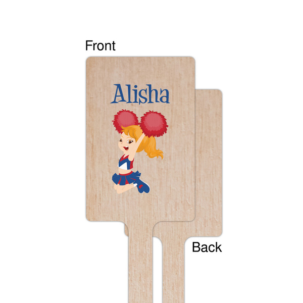 Cheerleader Wooden 6.25" Stir Stick - Rectangular - Single - Front & Back