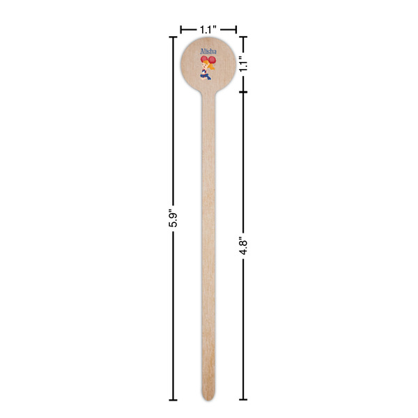 Cheerleader Wooden 6" Stir Stick - Round - Dimensions