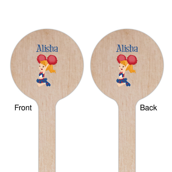 Cheerleader Wooden 6" Stir Stick - Round - Double Sided - Front & Back