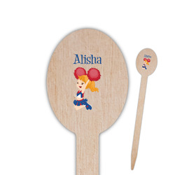 Cheerleader Oval Wooden Food Picks (Personalized)