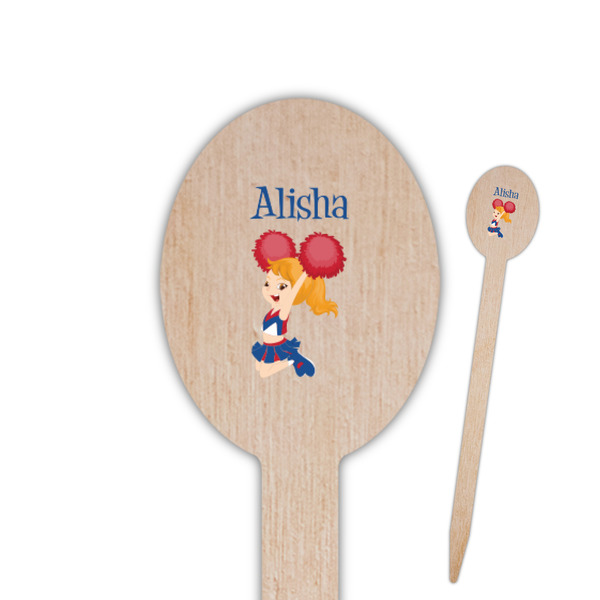 Custom Cheerleader Oval Wooden Food Picks (Personalized)