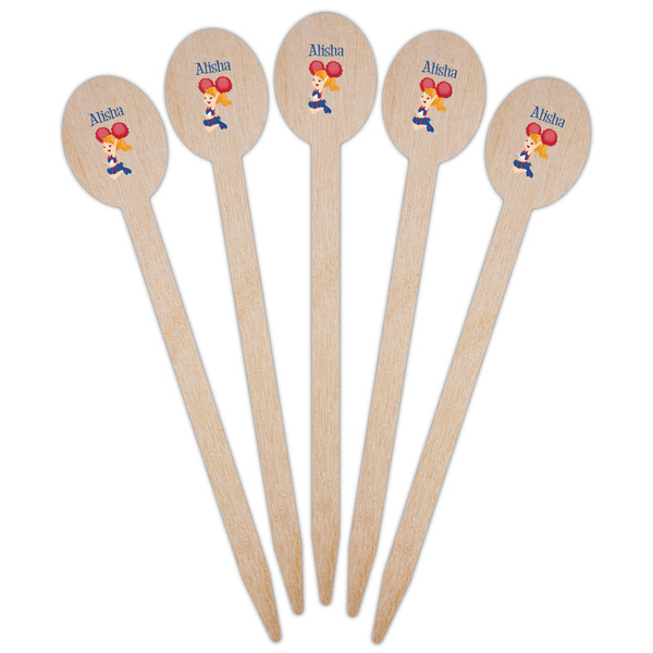 Cheerleader Wooden Food Pick - Oval - Fan View