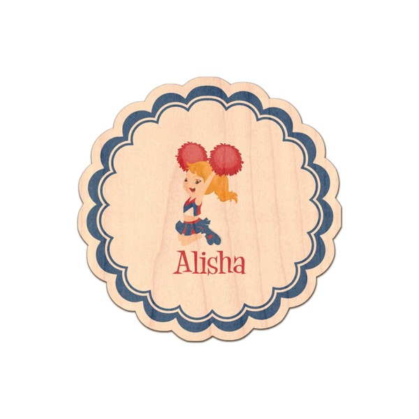 Custom Cheerleader Genuine Maple or Cherry Wood Sticker (Personalized)