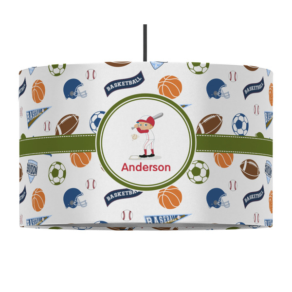 Custom Sports 12" Drum Pendant Lamp - Fabric (Personalized)