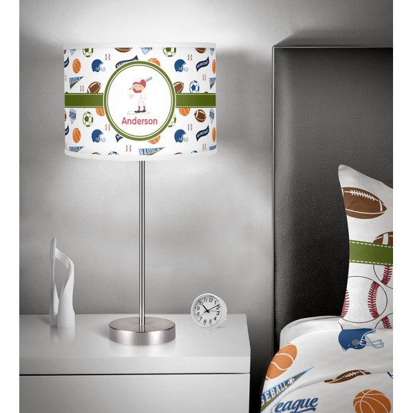 Sports 13 inch drum lamp shade - in room