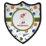 Sports Iron On Shield Patch B w/ Name or Text