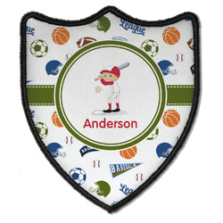 Sports Iron On Shield Patch B w/ Name or Text