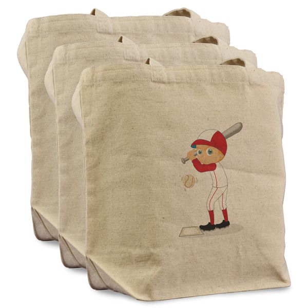 Custom Sports Reusable Cotton Grocery Bags - Set of 3