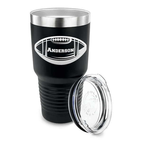 Sports 30 oz Stainless Steel Ringneck Tumblers - Black - LID OFF