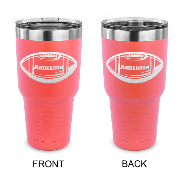 Custom Sports 30 oz Stainless Steel Tumbler - Coral - Double Sided (Personalized)