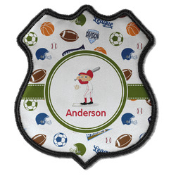 Sports Iron On Shield Patch C w/ Name or Text