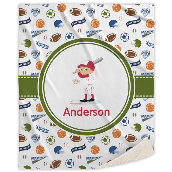 Custom Sports Sherpa Throw Blanket - 60"x80" (Personalized)
