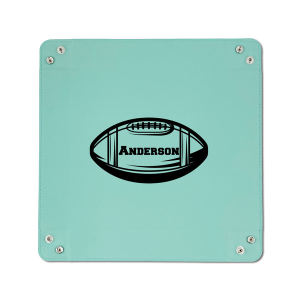 Sports 6" x 6" Teal Leatherette Snap Up Tray - APPROVAL