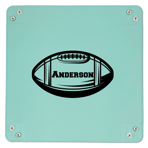 Sports 9" x 9" Teal Leatherette Snap Up Tray - APPROVAL