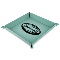 Sports 9" x 9" Teal Faux Leather Valet Tray (Personalized)