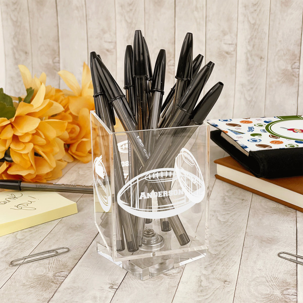Sports Acrylic Pencil Holder - IN CONTEXT