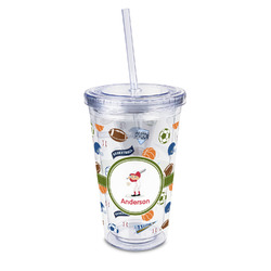Sports 16oz Double Wall Acrylic Tumbler with Lid & Straw - Full Print (Personalized)
