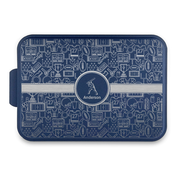 Custom Sports Aluminum Baking Pan with Navy Lid (Personalized)