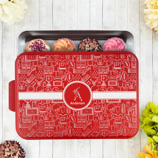 Sports Aluminum Baking Pan - Red Lid - LIFESTYLE