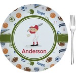 Sports 8" Glass Appetizer / Dessert Plates - Single or Set (Personalized)