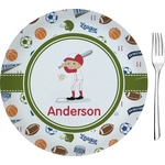 Sports 8" Glass Appetizer / Dessert Plates - Single or Set (Personalized)