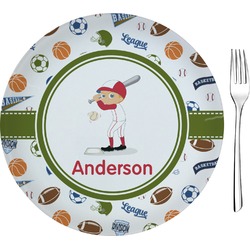 Sports 8" Glass Appetizer / Dessert Plates - Single or Set (Personalized)