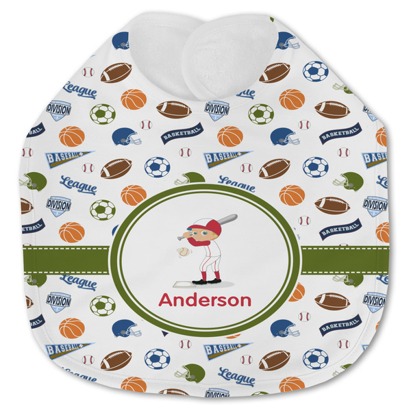 Custom Sports Jersey Knit Baby Bib w/ Name or Text