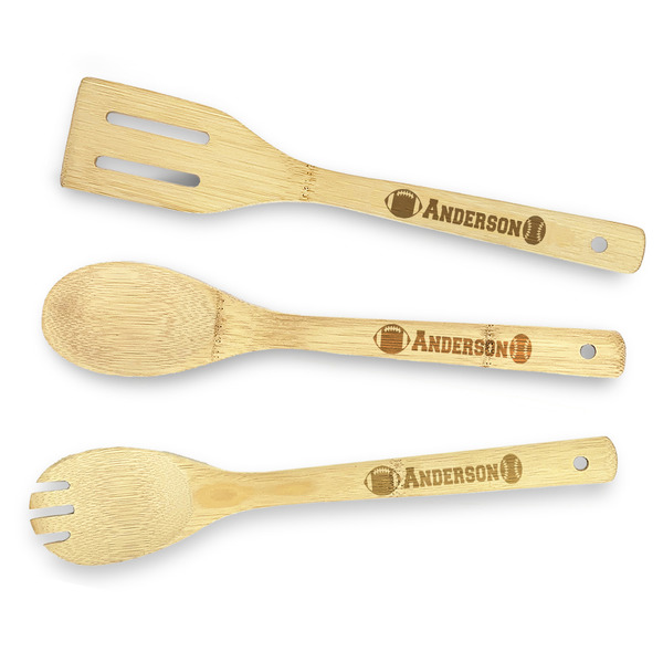 Custom Sports Bamboo Cooking Utensil Set - Single Sided (Personalized)