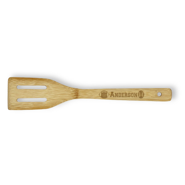 Sports Bamboo Slotted Spatulas - Double Sided - FRONT