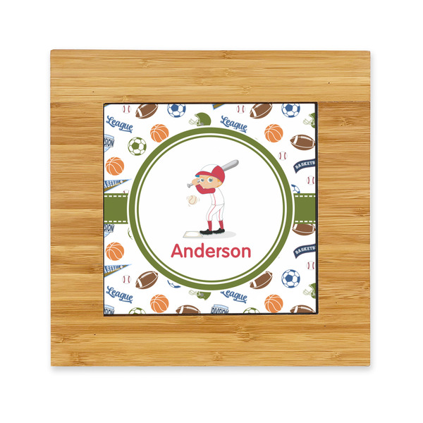 Custom Sports Bamboo Trivet with Ceramic Tile Insert (Personalized)