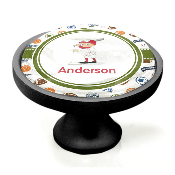 Sports Black Custom Cabinet Knob (Side)