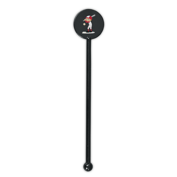 Sports Black Plastic 5.5" Stir Stick - Round - Single Stick