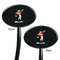 Sports Black Plastic 7" Stir Stick - Double Sided - Oval - Front & Back