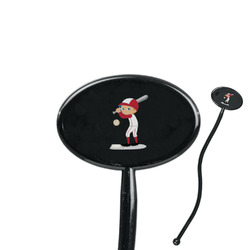 Sports 7" Oval Plastic Stir Sticks - Black - Single Sided