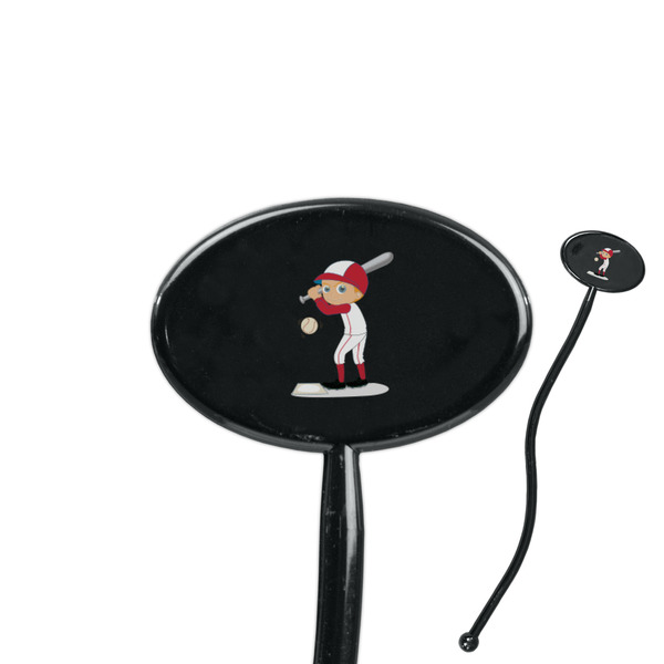Custom Sports 7" Oval Plastic Stir Sticks - Black - Single Sided