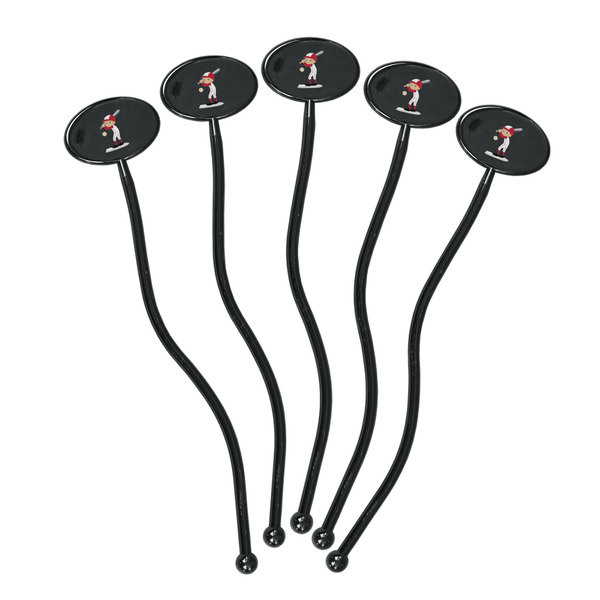 Sports Black Plastic 7" Stir Stick - Oval - Fan
